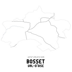 BOSSET Val-d'Oise. Minimalistic street map with black and white lines.