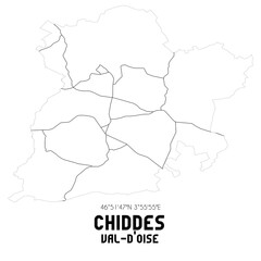 CHIDDES Val-d'Oise. Minimalistic street map with black and white lines.