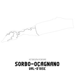 SORBO-OCAGNANO Val-d'Oise. Minimalistic street map with black and white lines.