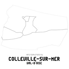 COLLEVILLE-SUR-MER Val-d'Oise. Minimalistic street map with black and white lines.