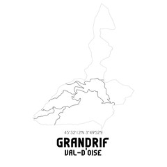 GRANDRIF Val-d'Oise. Minimalistic street map with black and white lines.