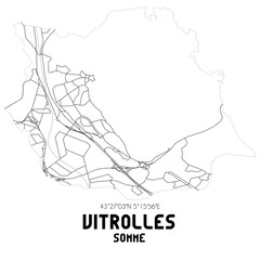 VITROLLES Somme. Minimalistic street map with black and white lines.