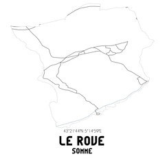 LE ROVE Somme. Minimalistic street map with black and white lines.