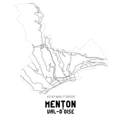 MENTON Val-d'Oise. Minimalistic street map with black and white lines.