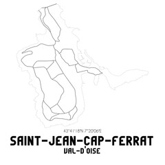 SAINT-JEAN-CAP-FERRAT Val-d'Oise. Minimalistic street map with black and white lines.