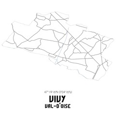VIVY Val-d'Oise. Minimalistic street map with black and white lines.