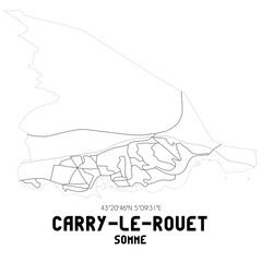 CARRY-LE-ROUET Somme. Minimalistic street map with black and white lines.