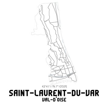 SAINT-LAURENT-DU-VAR Val-d'Oise. Minimalistic street map with black and white lines.