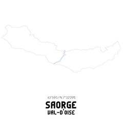 SAORGE Val-d'Oise. Minimalistic street map with black and white lines.