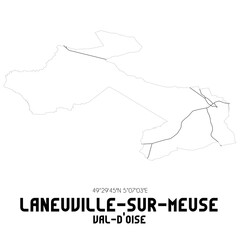 LANEUVILLE-SUR-MEUSE Val-d'Oise. Minimalistic street map with black and white lines.