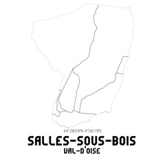 SALLES-SOUS-BOIS Val-d'Oise. Minimalistic street map with black and white lines.