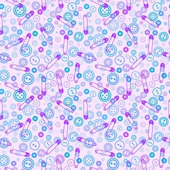 Sewing buttons and pins seamless hobbies pattern for fabrics and linens and wrapping paper