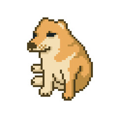 Dog meme icon, animal pixel art