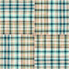 Teal rustic coastal beach house check fabric tile. Seamless sailor flannel textile gingham repeat swatch.