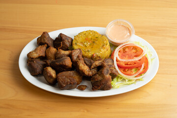 Mofungo with roasted pork