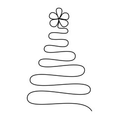 Continuous line drawn Christmas tree. Abstract Fir.
New Year in a modern minimalist style. Isolated Vector Illustration on a white Background
