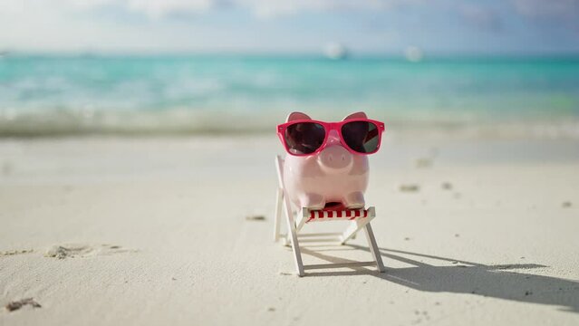 Pink Piggy Bank Object On Vacation