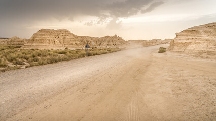 Panoramic view of Bardenas Reales in Navarra, Spain. 