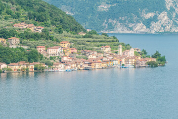 Fototapeta na wymiar Aerial view of Carzano in Monte Isola