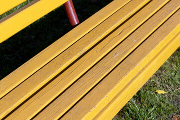 Fototapeta premium Benches installed in the park for recreation