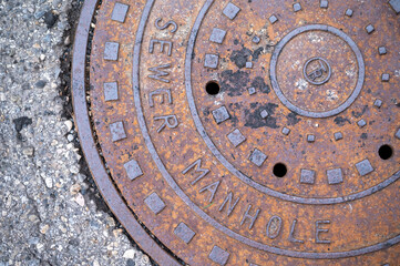Sewer manhole cover closeup