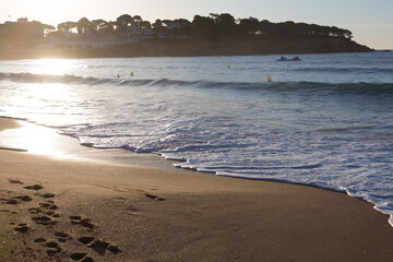 Fine sand beach on the Costa Brava, Girona, S'Agaro, Catalonia, Spain