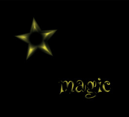 vector design with golden star and magic text on black background