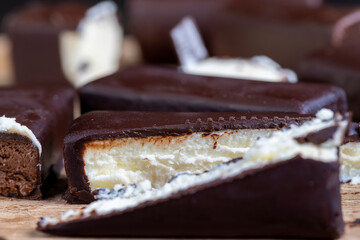 Chocolate-covered sweet cheese on the table