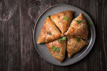 Samsa, pie with minced meat. Uzbek national dish.