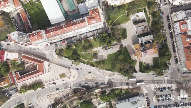 Aerial view of Alges, a residential area, Lisbon, Portugal.