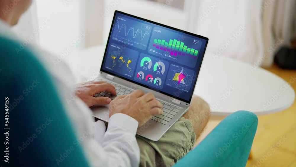 Poster Businessman Using Analytics Data KPI Dashboard