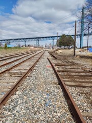 Fototapeta na wymiar an old railline in a rustbelt city