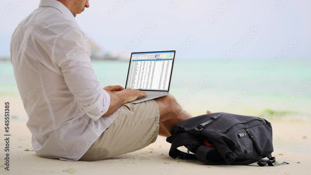 Poster Data Analyst Man Using Spreadsheet On Computer