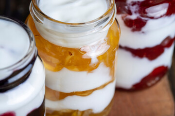 Yogurt made from fresh milk with the addition of sweet jam
