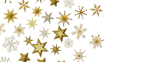 Abstract Gold Star Falling Soft Focus Background, 3D rendering.