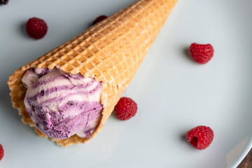 Ice cream with creamy blueberry flavor