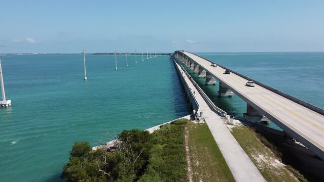 The bridges between the Keys in South Florida - aerial view