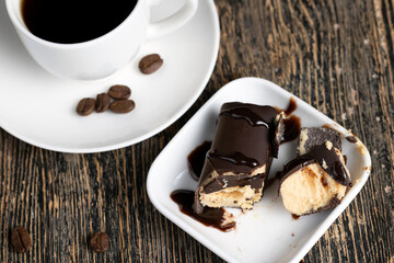 Sweet curd cheese made from milk with milk chocolate