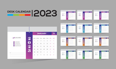 2023 desktop vector calendar design