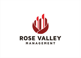 building logo design with rose flower concept