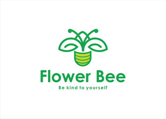 flower bee logo design