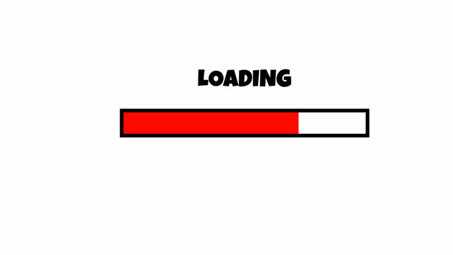 Loading from 0 until 100 persen with red button and  white screen