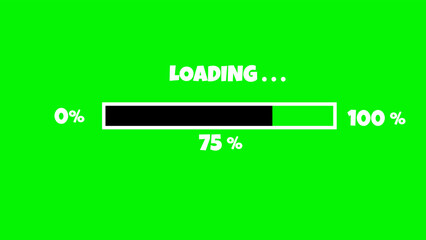 Loading from 0 until 10 % with green sreen and white text