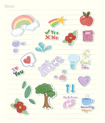 diary stickers, kids crayon drawing