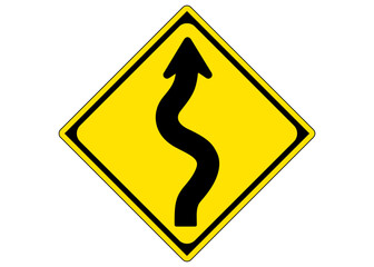 道路標識　右(又は左)曲がりあり 警戒標識のイラスト アイコン素材