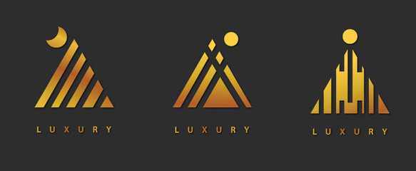 Golden triangle shape luxury logo