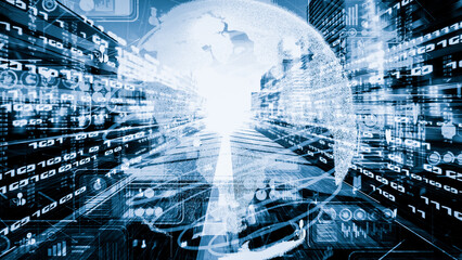 Futuristic global social media, people network and tacit digital data sharing . Concept of smart...