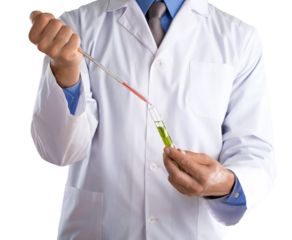 Doctor holding different medical equipment, isolated on white background