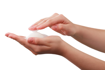 woman applying soap on their hands isolated on white background