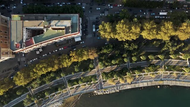 Aerial view of Salerno downtown along the coast, Campania, Italy.